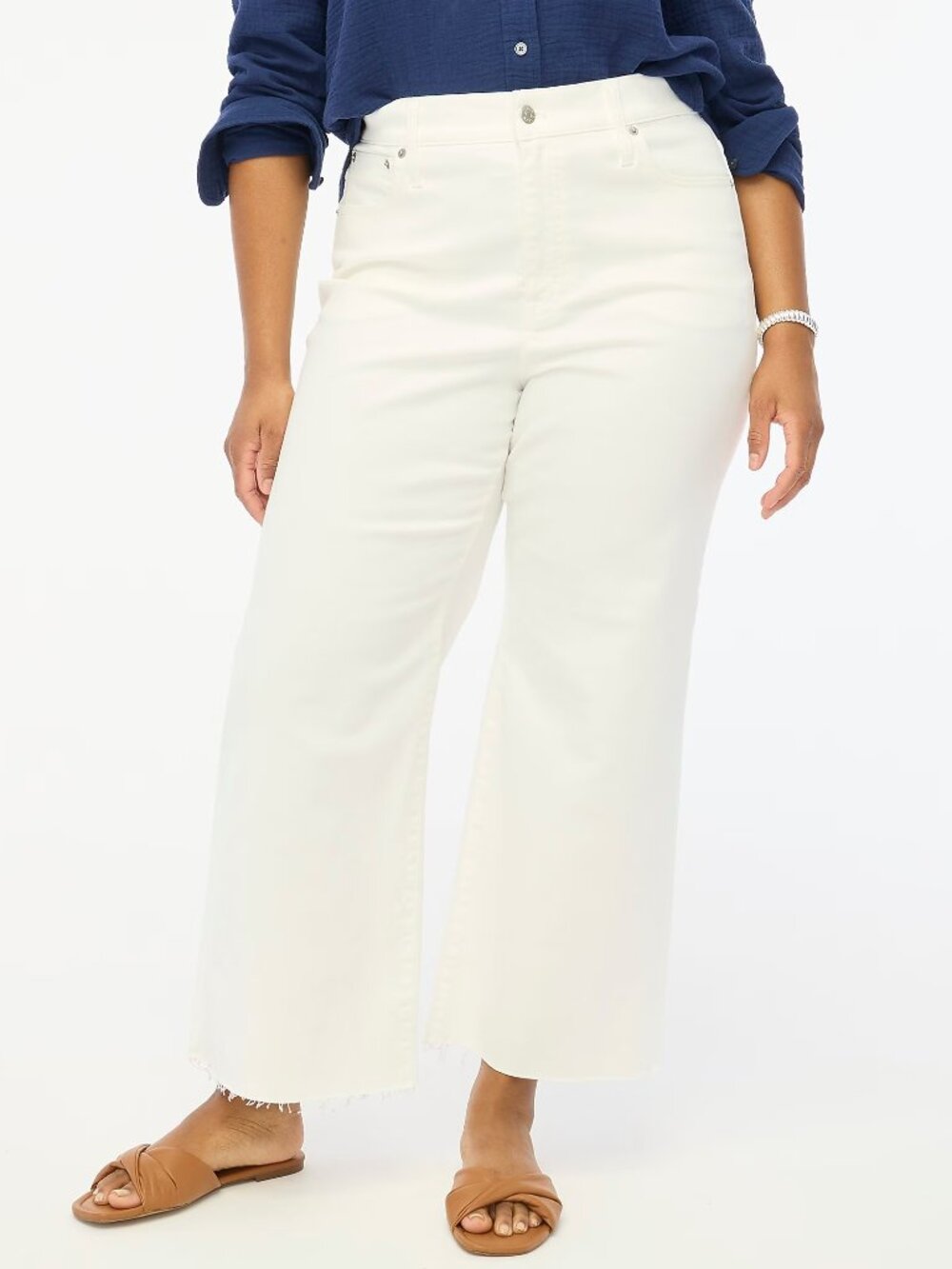 J. Crew Petite Wide-Leg Jean in All-Day Stretch Seashell White